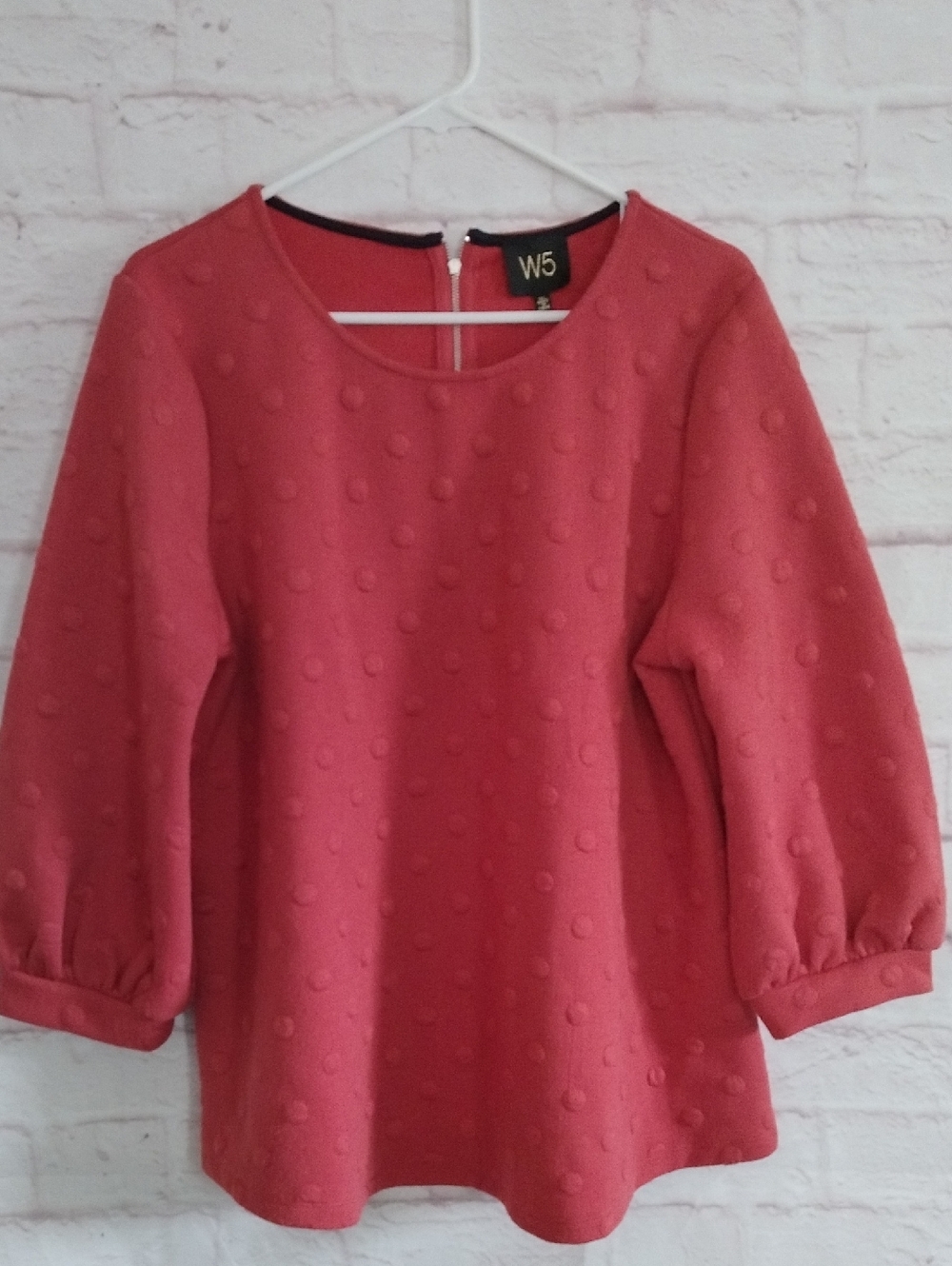 W5 Coral Pink Textured Bubble Sleeve Tunic